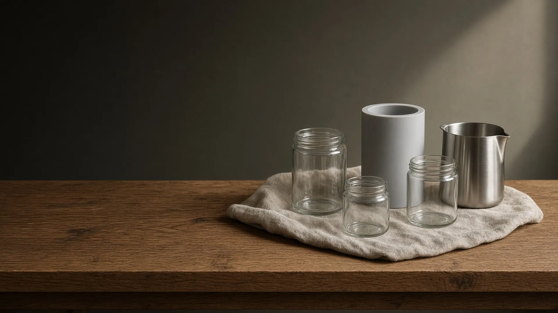 Empty glass candle jars